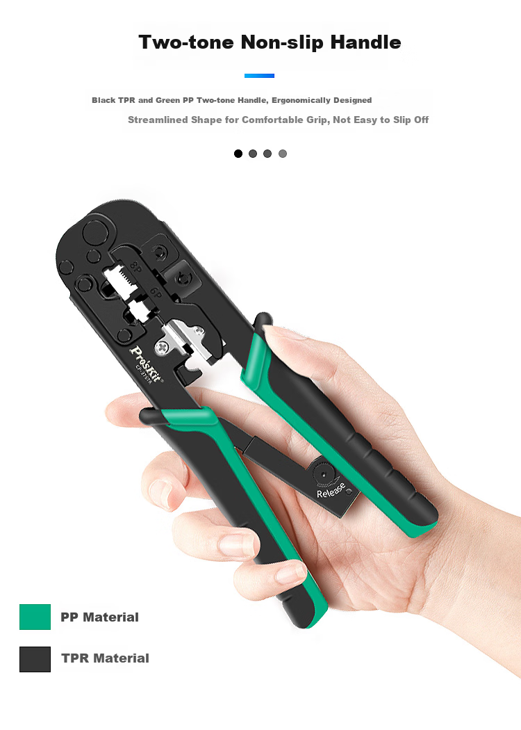 Pro'sKit CP-376TR Network Cable Crimping Tool 4P/6P/8P Multi-Function Professional Ratchet Crimper for RJ45/RJ11/RJ12 Connectors 8