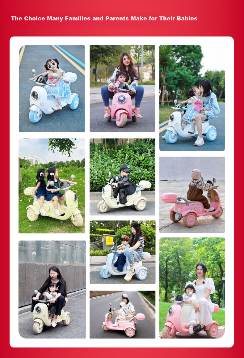 Goodbaby Smart Children's Electric Motorcycle Ride-On Remote Control Toy Car for Boys and Girls Baby Double Seat Tricycle Gift 2