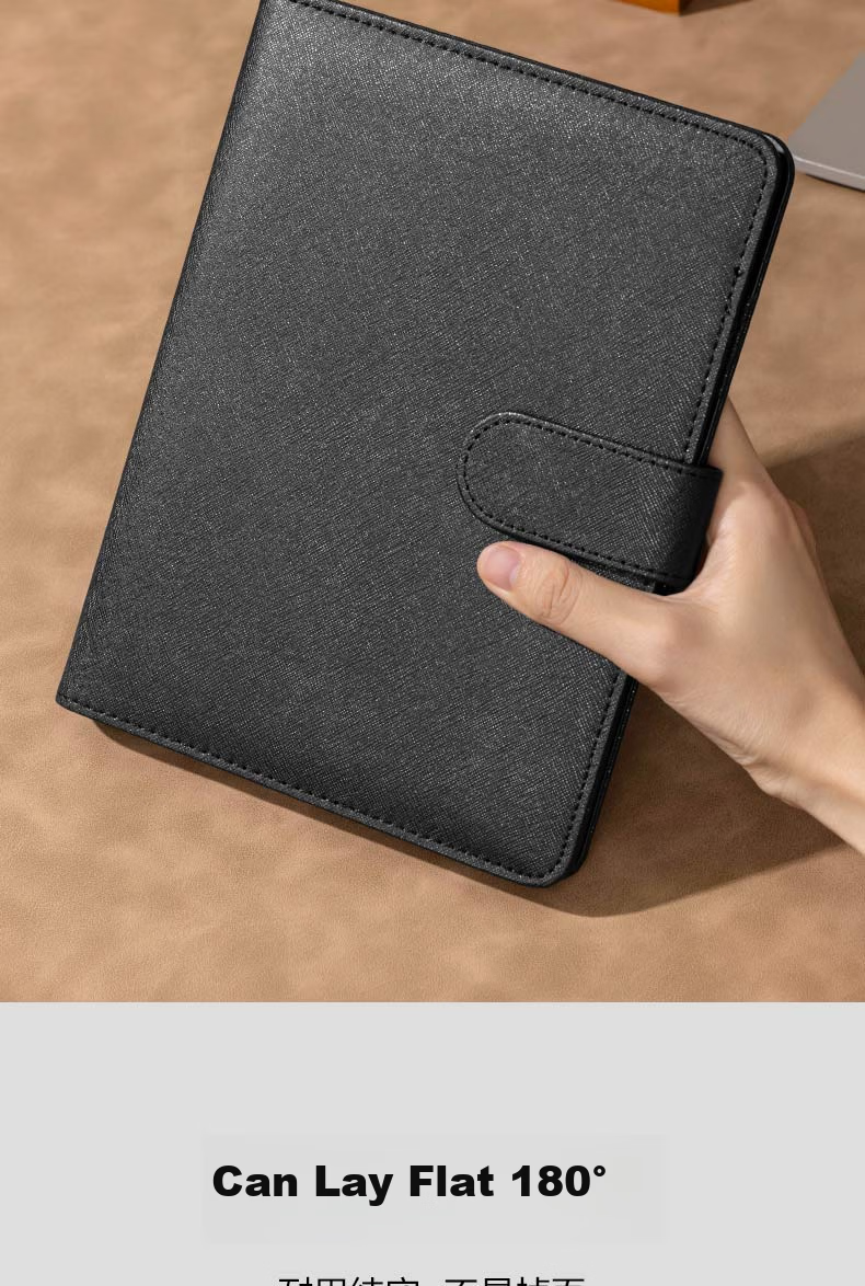 Deli 25K 100-Sheet Notebook Refillable Loose-Leaf Leather Cover 233x178mm Black 3151 5