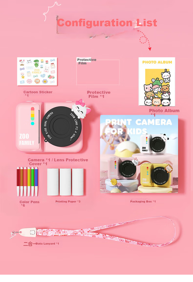 Mengduofu Kids Instant Print Camera Colorful Camera Toy Birthday Gift for Girls Students Age 8-12 20