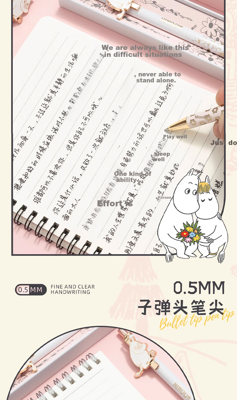 MASMARCU Morning Light Stationery Moomin Series Metal Click Black 0.5mm Gel Pen Smooth Signature Pen Exam Office Blue Tip 1-Pack GP263722 4