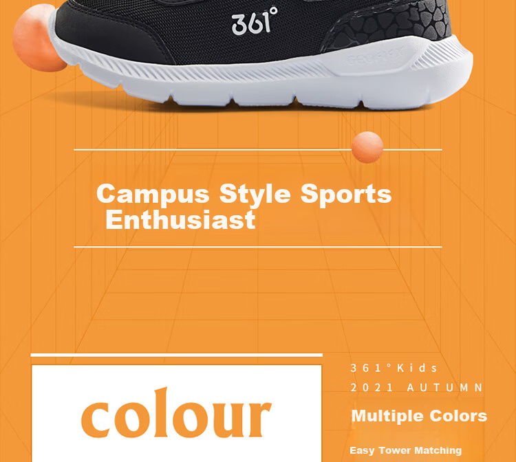 361° Children's Running Shoes, Summer Sports Sneakers for Boys And Girls, Lightweight Comfortable School Running Shoes, Orange Size 40 2