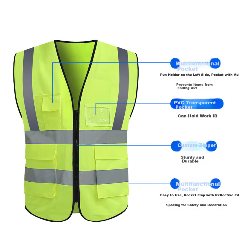 Haosikepu Reflective Vest Construction Warehouse Typhoon Warning Breathable High-Visibility Safety Vest [Same/Next Day Delivery] Orange Multi-Pocket Zipper