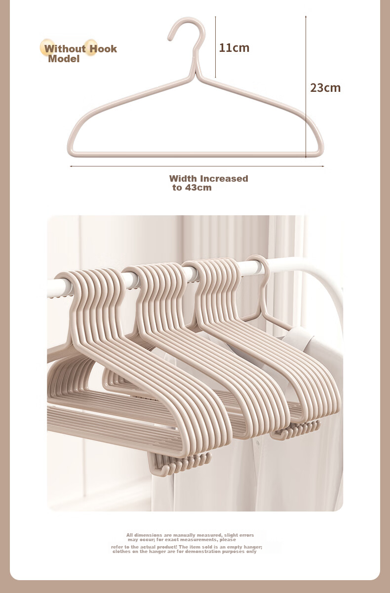 Baicaoyuan Non-Slip No-Trace Clothes Hangers for Adults, Extra Wide and Thick with Hooks, Large Size, 10-Pack 21