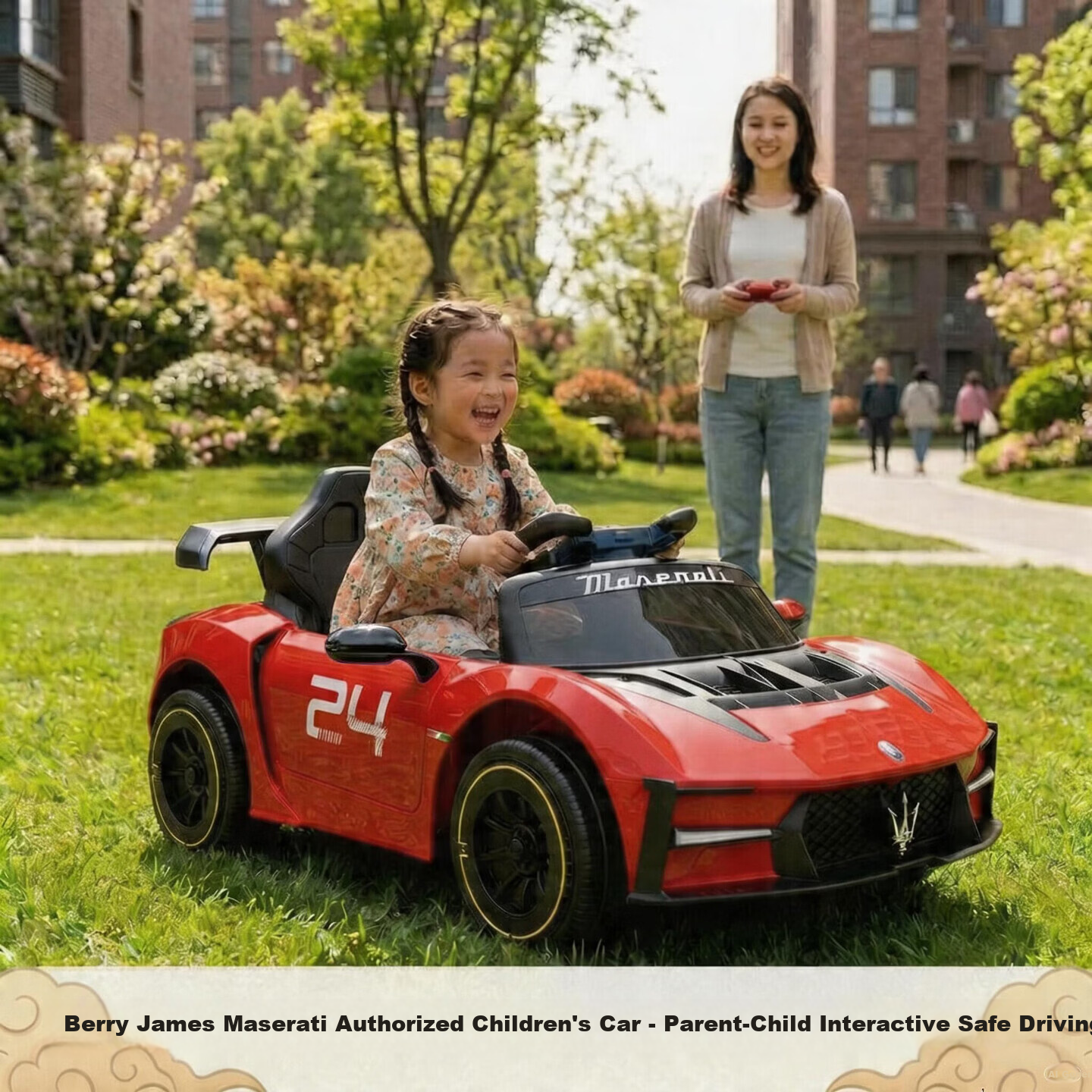 BeRica Maserati Licensed Kids Electric Ride-On Car Remote Control Four-Wheel Toy Vehicle for Toddlers Blue