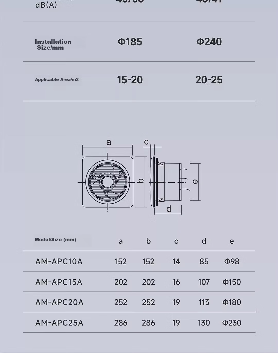 Meisheng 6-Inch Window Wall Exhaust Fan DC Inverter Silent Two-Speed Bathroom Ventilation Fan APC15A 26