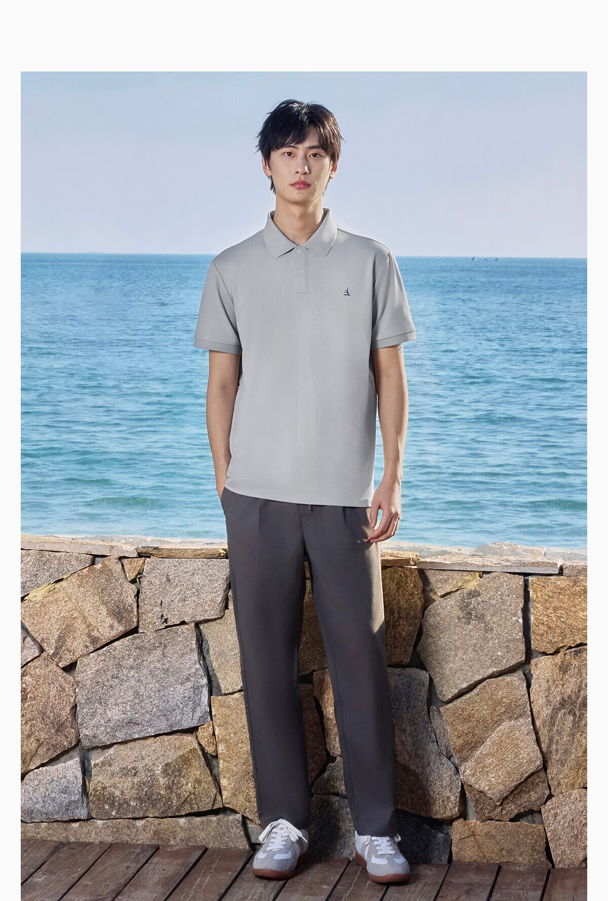 Hongdou Sailing Ice Cream Men's Moisture-Wicking Quick-Dry Sailing Embroidered Cool Short Sleeve Polo Shirt 22