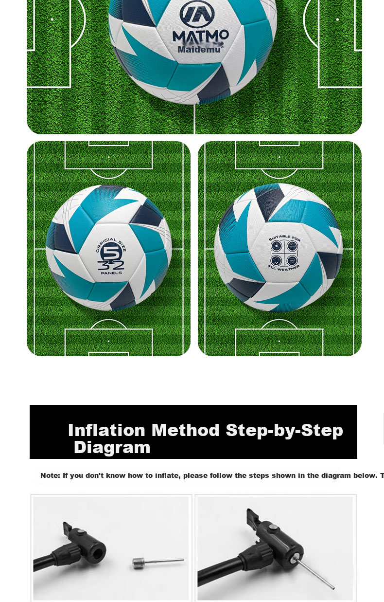 Maidemu Size 5 Football Adult Match Training Standard Youth Size 5 Football Durable Machine Sewn Ball for Physical and Middle School Exams 12