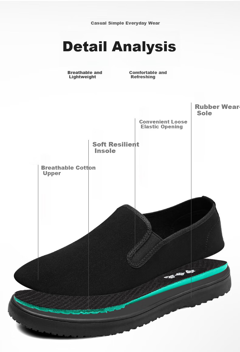 BUSHEYUAN Traditional Casual Middle-aged and Elderly Beijing Cloth Shoes Men 83X-1822 Black Size 38 3