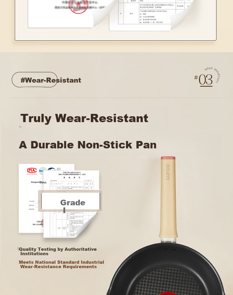 SUPOR 28cm Lightweight Red Dot Non-Stick Frying Pan Multi-Functional Flat Bottom Skillet EJ28QLP01 7