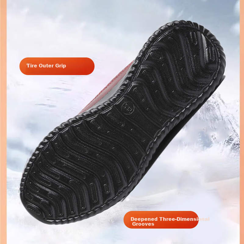 Anglerfish Old Beijing Women's Cloth Shoes Cotton Shoes Winter Warm Fleece Thickened Cotton Boots Casual Mom Shoes A8005 Red 35