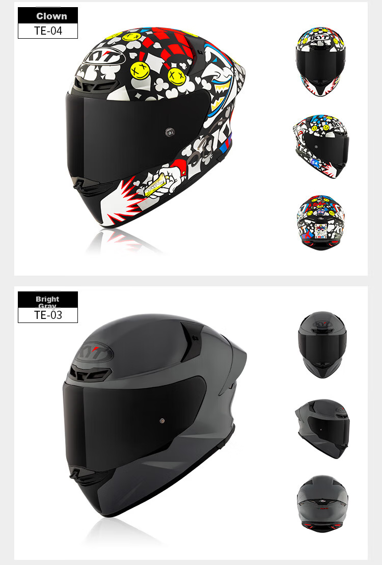 KYT Official Genuine Imported Motorcycle Helmet Unisex Four Seasons Full Face Windproof and Anti-fall TE-02 Bright White XXL 23