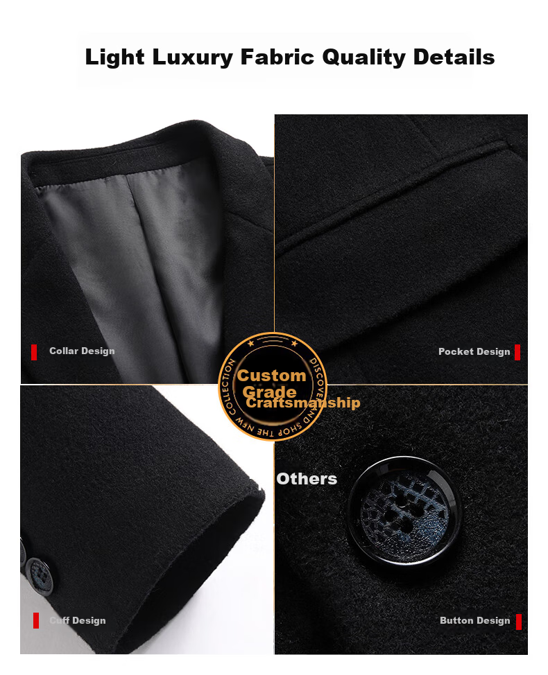 ROMON Wool Suit for Men, Autumn And Winter Business Casual Professional Formal Wear, Suit Jacket, Dad's Outerwear, XF78 Black 2X 4