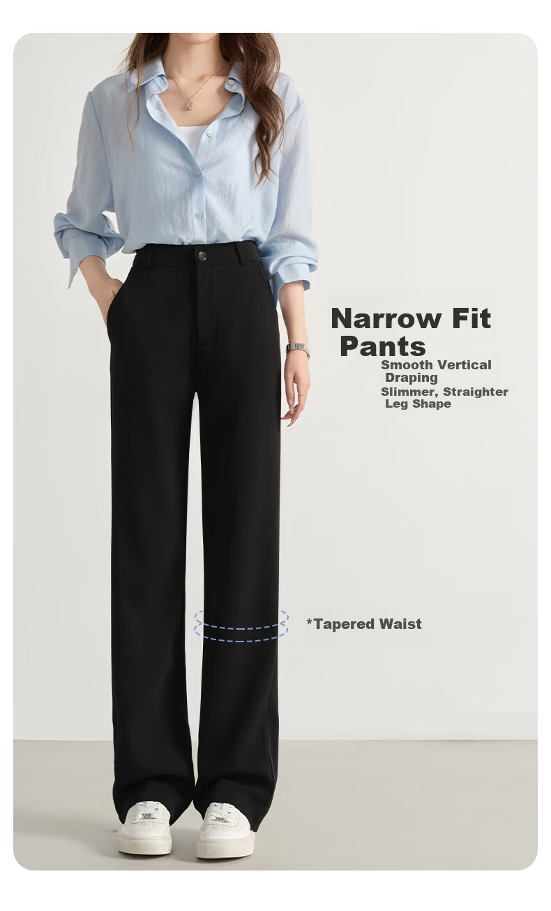 Langsha Women's Summer New Small Size Casual Suit Pants Formal Commuter Wide-Leg Slim High-Quality Trousers 7