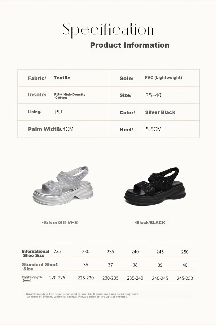 ZHR Women's Thick Sole Casual Sporty Sandals Summer Outdoor Height Increasing 2026 New KY36 Black Size 37 6