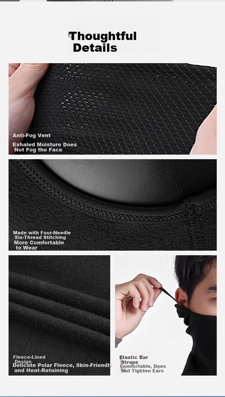 Captain Tas Cycling Face Mask Autumn Winter Warm Windproof Neck Gaiter Outdoor Motorcycle Electric Bike Face Cover Headscarf Black 6