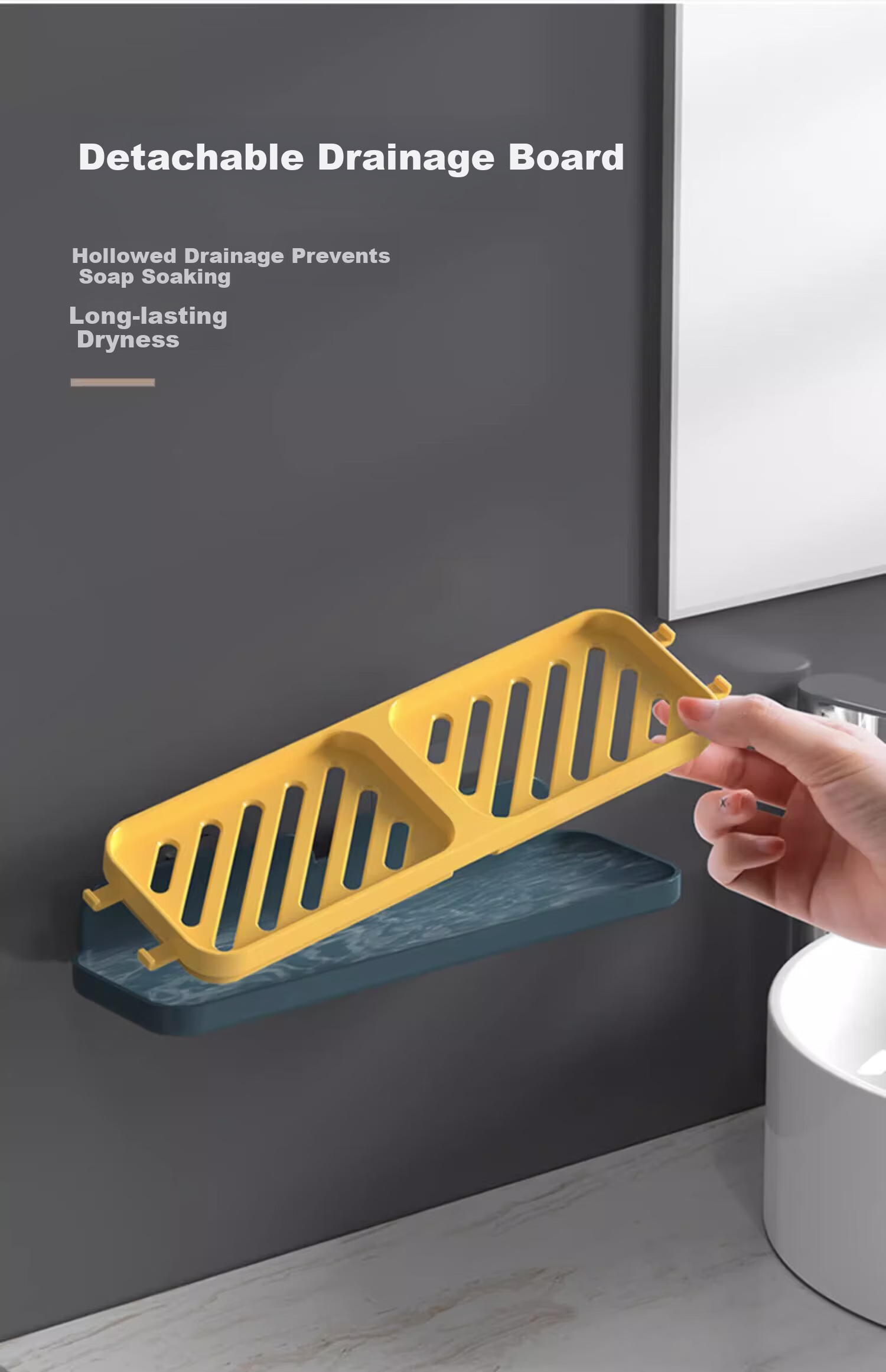 Tingjian Time Wall-Mounted Soap Box Storage Rack No-Drill Bathroom Sink Double-Layer Draining Soap Holder 19