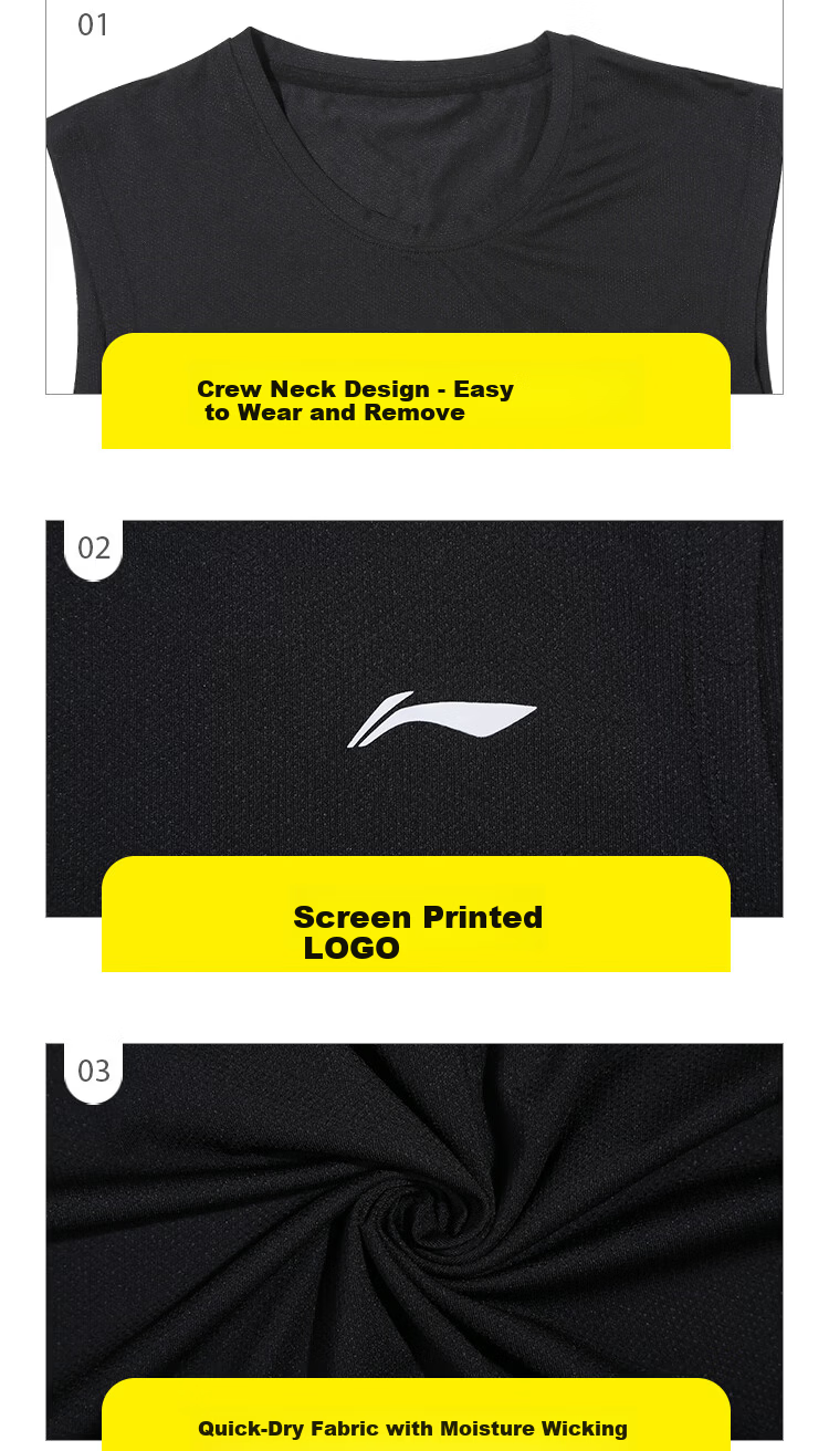 LI-NING Men's Summer New Ice Silk Sports Sleeveless T-Shirt Loose Quick-Dry Training Basketball Running Fitness Vest 8