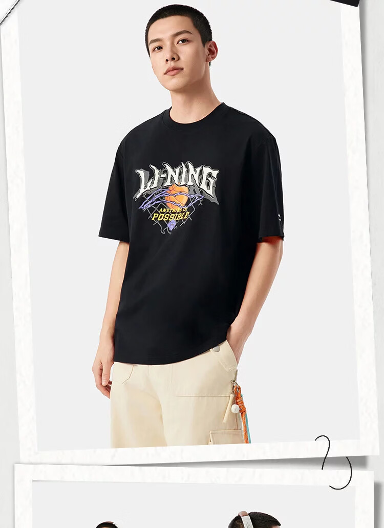 LI-NING Men's Cooling Breathable Comfortable Sports Short Sleeve Summer Lightweight Sports T-Shirt Fashion Casual Classic Versatile Tee 10