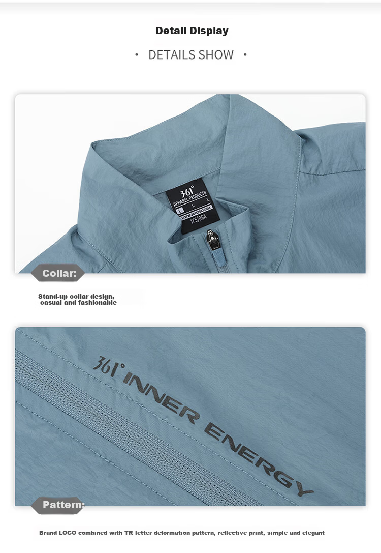 361° Men's Sunscreen Jacket Spring Summer UPF100+ Sports Outdoor Stand Collar Cooling Quick-Dry Coat 652624611-3 32