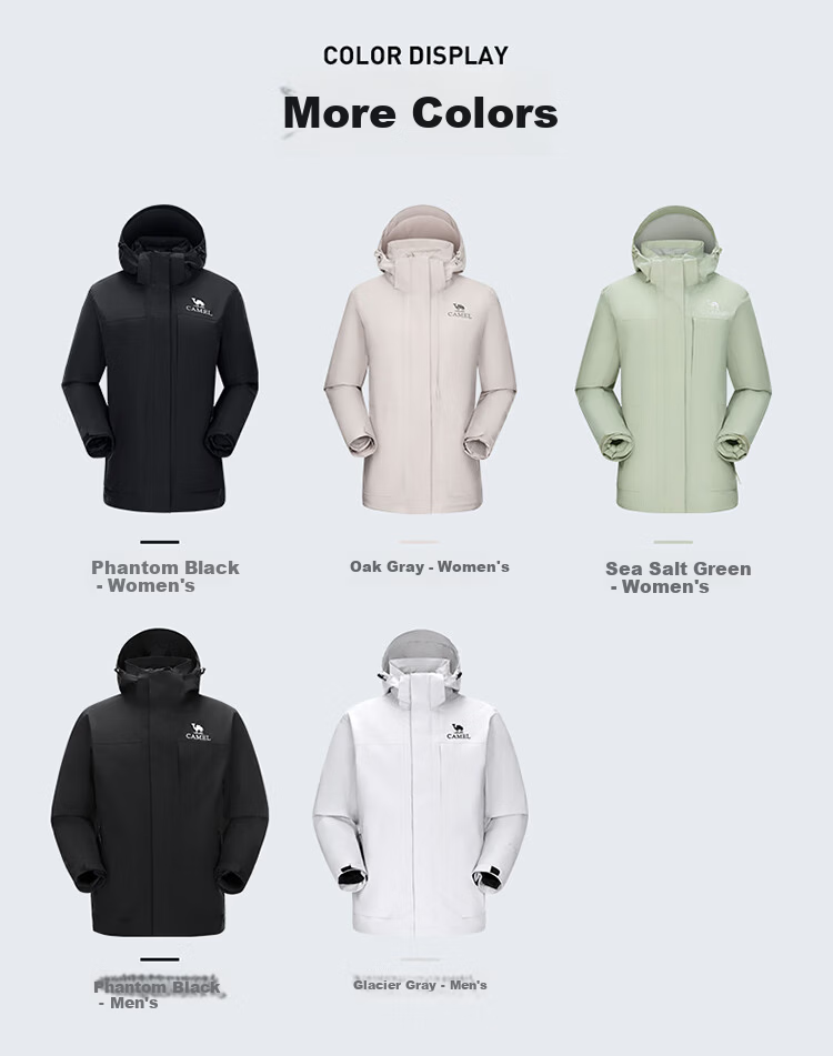 CAMEL Outdoor 3-in-1 Jacket Thickened Goose Down Warm Windproof Waterproof Mountaineering Coat S 20
