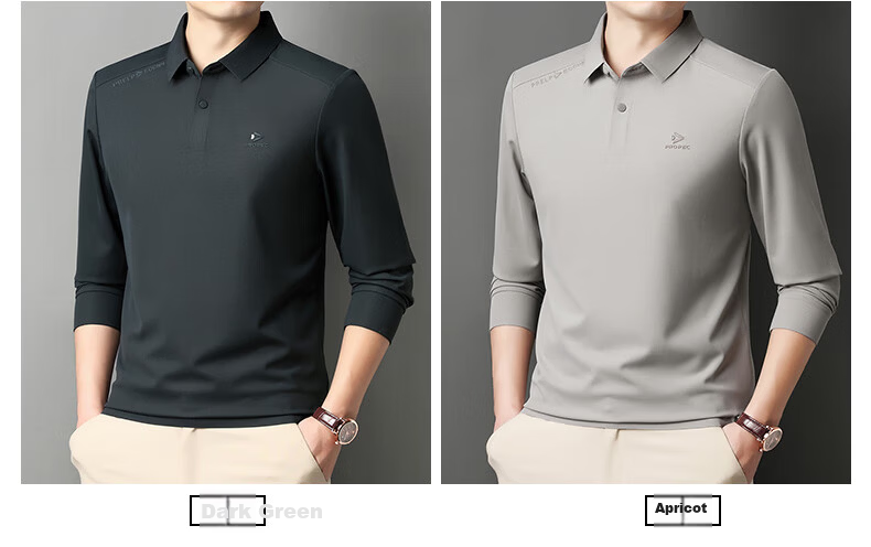 Romon Men's Long Sleeve T-Shirt Spring Polo Shirt Business Casual Sweatshirt Executive Top Base Shirt Jacket Black 3XL W8E 4