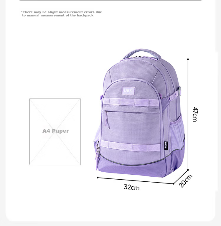 UEK Kids Backpack Girls Schoolbag Primary Secondary Spine Protection Lightweight Boys Meteor Purple Junior High 24