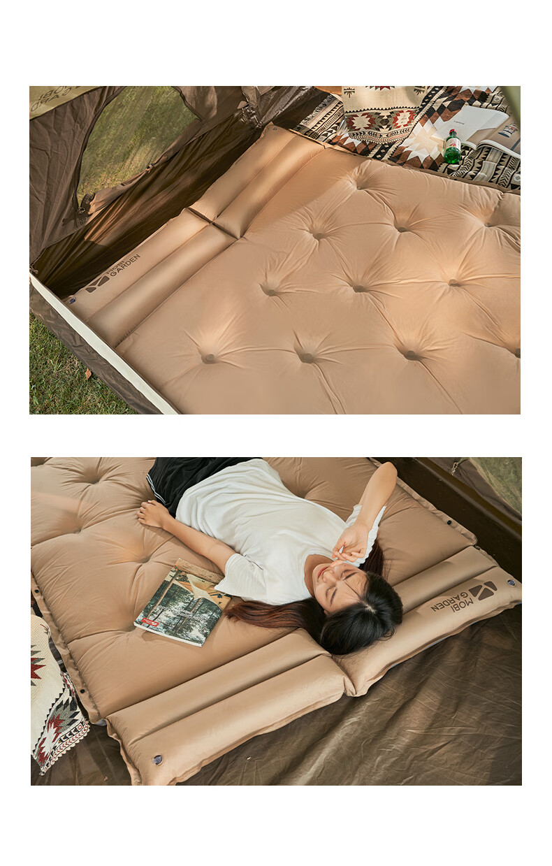 MOBIGARDEN Moisture-Proof Mat, Outdoor Camping Splicing Pillow Double Automatic Inflatable Mat, NX19663004, Warm Sand Color 8