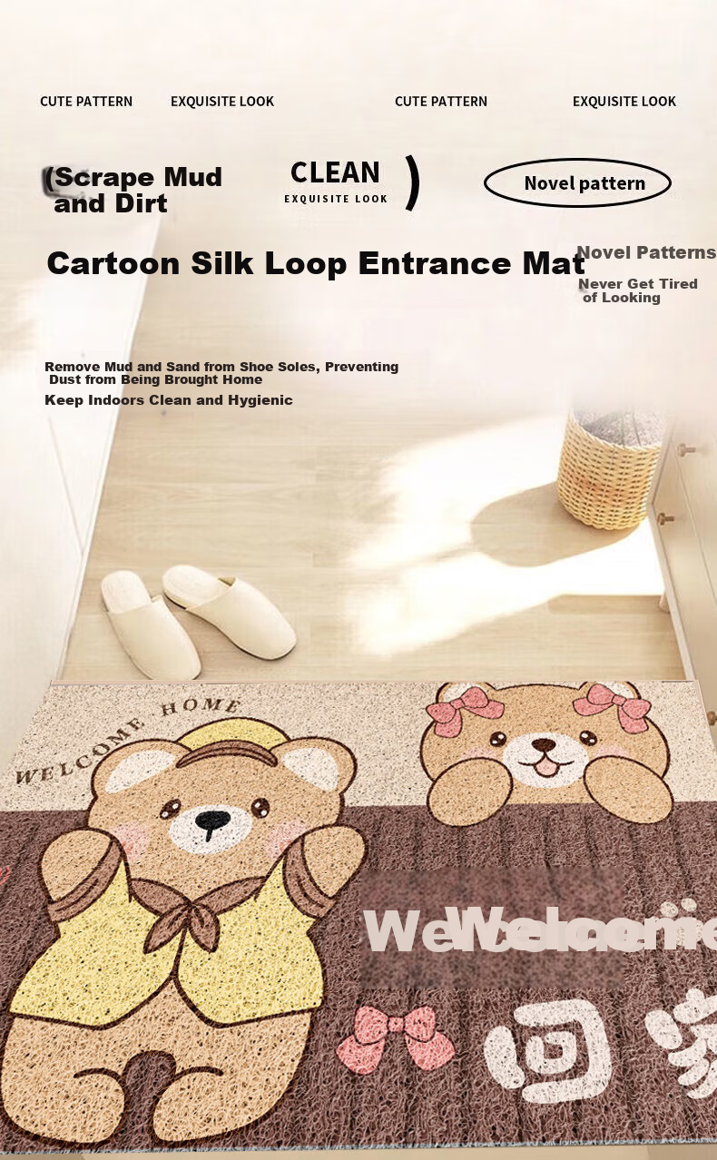 Chuangmaishi Coiled Entrance Door Mat Non-Slip Cuttable Floor Rug for Kitchen Bathroom Doorway 1