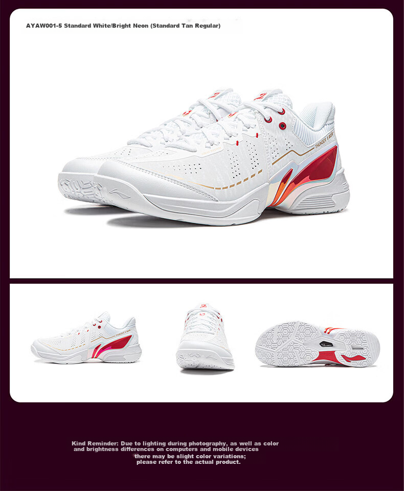 LI-NING Badminton Shoes Thunder 2 Pro Standard White/Pink AYAW001-3 Size 37 11