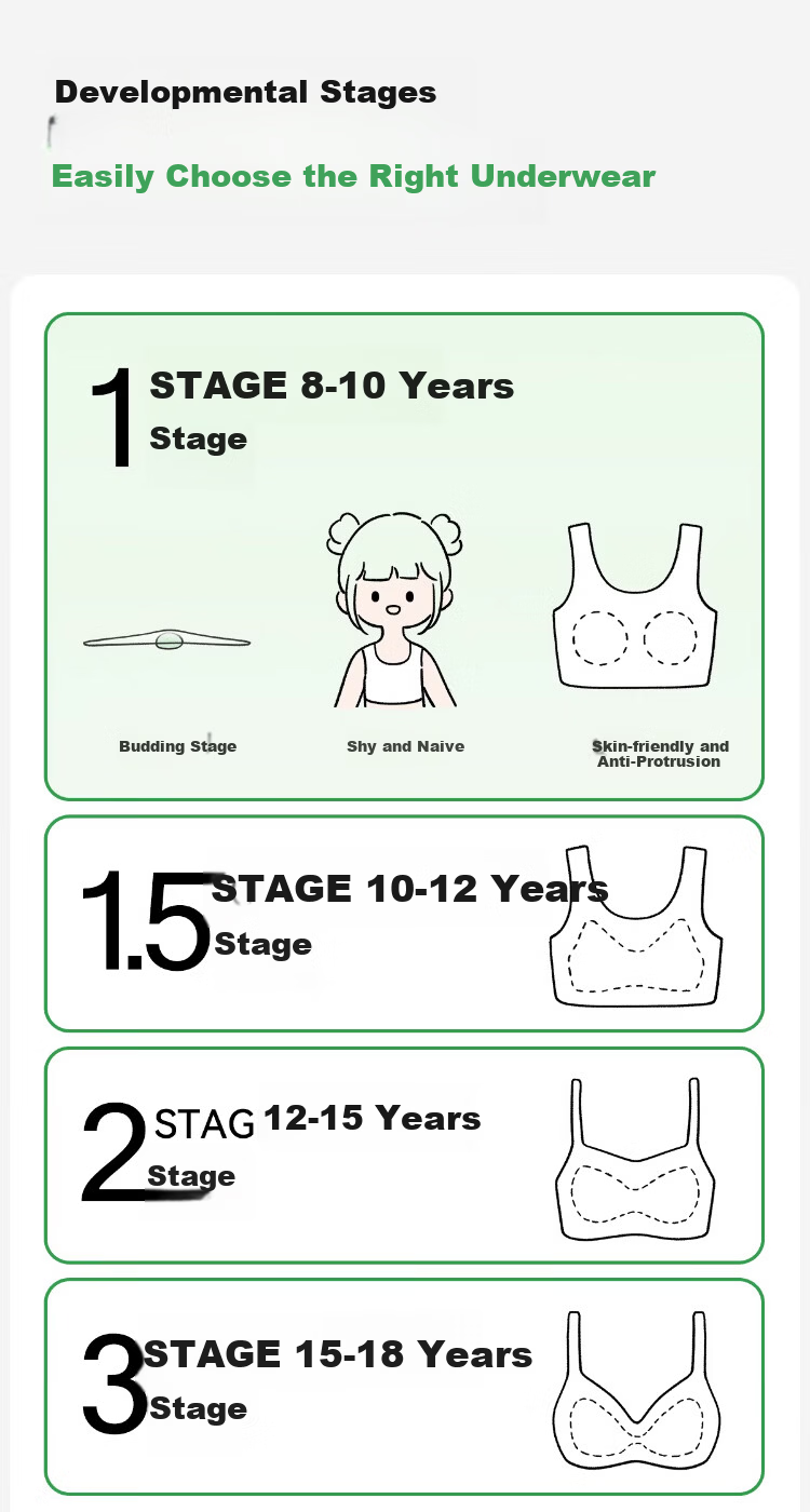Miiow Girl Underwear 6-12 Years Old Early Development Stage 1 Elementary and Middle School Girls Bra Vest Children's Underwear 11
