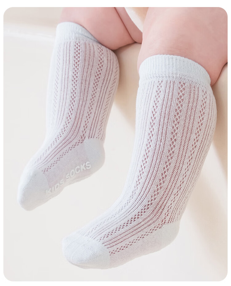 9i9 Baby Socks Summer Thin Seamless Mesh Mid-Calf Anti-Mosquito Socks Combed Cotton Non-Slip Grip 3 Pairs for 1-3 Years Old 6