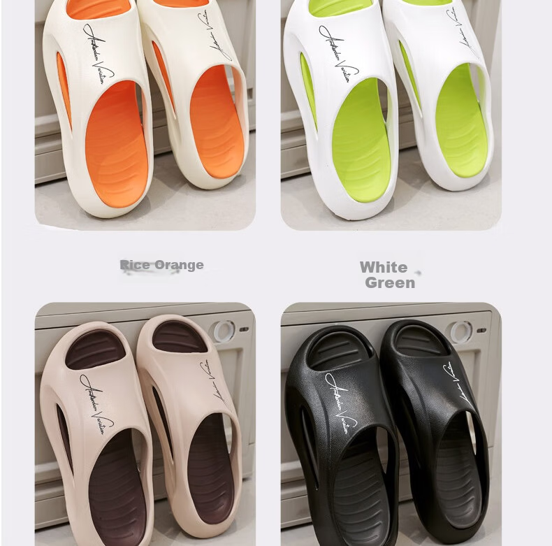 Huamei Jianbu Couple's Home Bathroom Slippers Non-Slip Soft Comfortable Sandals HM23161 Khaki Size 44-45 9