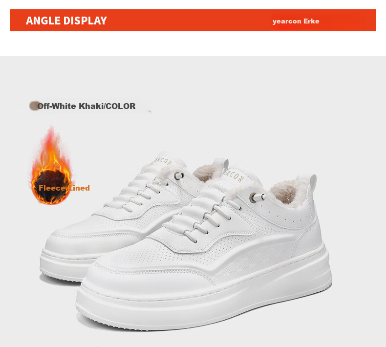 Yierkang Men's Spring Summer Classic Simple Breathable White Leather Casual Sneakers 31