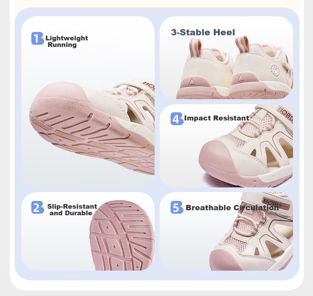 BOBDOG Toddler Baby Walking Sandals 26 Summer New Boys Girls Children's Hollow Breathable Functional Shoes Khaki 25 6