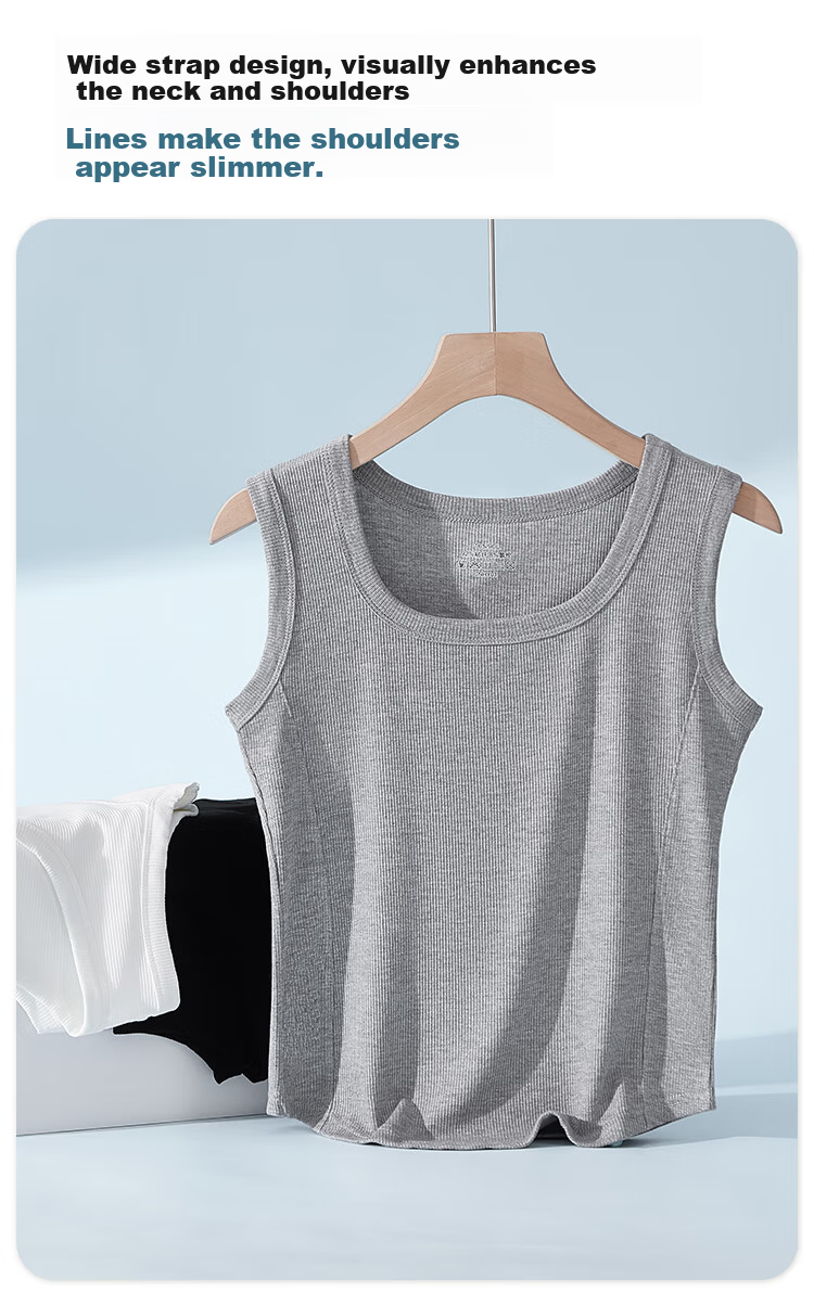Yiershuang Women's Summer Thin Ribbed Slim Fit Tank Top, Stylish Back, Versatile Innerwear and Outerwear Camisole 5