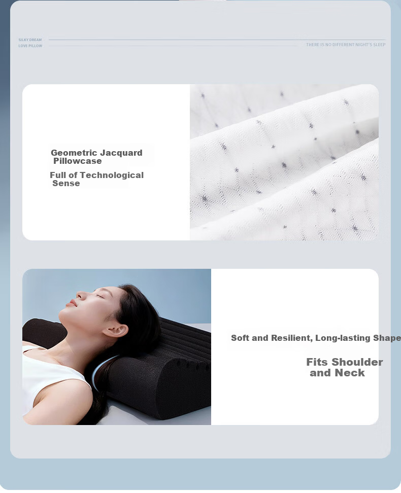 Fuanna Graphene Silicone Pillow Adult Deep Sleep Antibacterial Breathable Cervical Neck Support Pillow Single 56*34*9/12cm 10