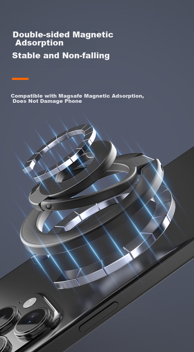 JOWOYE Magnetic Ring Holder Stand for iPhone Magsafe 360° Rotatable Portable Foldable Ultra-thin Magnetic Stand Compatible with iPhone 16 Pro Huawei Xiaomi Android 1