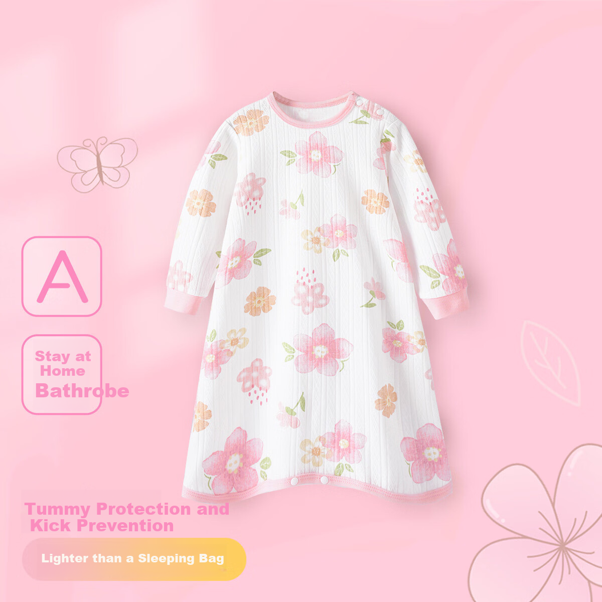 Deesha 100% Cotton Class A Infant Sleep Robe Baby Sleepwear Anti-Kick Long Sleeve Homewear