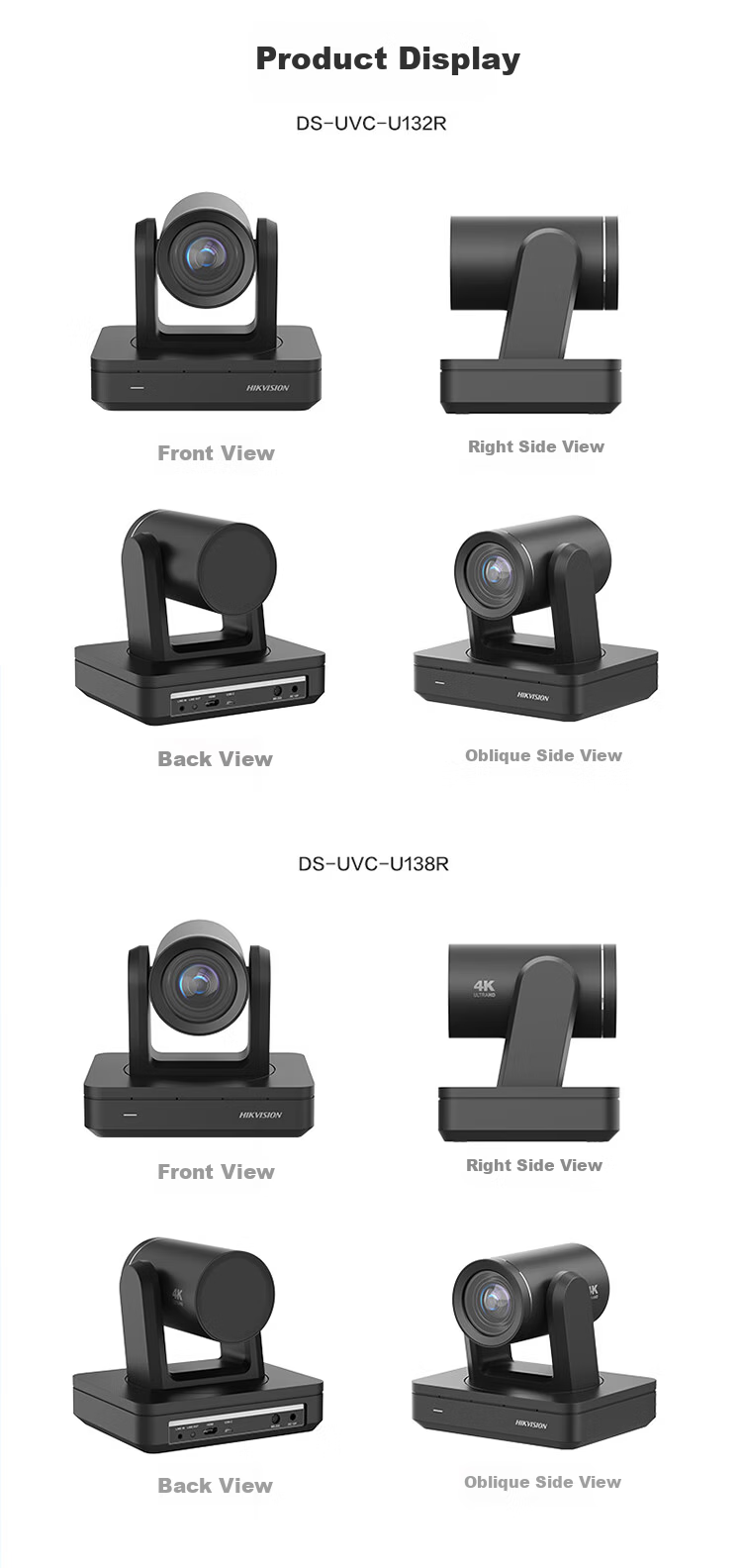 Hikvision 4K HD Vertical Screen PTZ Live Streaming Camera 80x Zoom Computer Live Room Dedicated E-commerce Video Office Influencer Streaming U138R 12