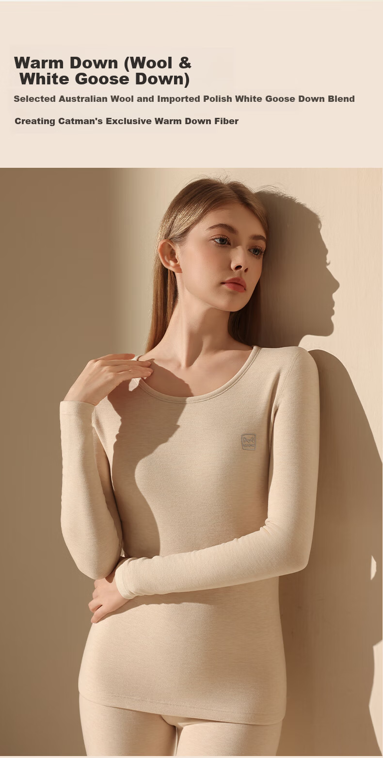 MiiOW 【Goose Down Silk】2025 New Warm Underwear Women's Half High Collar Cashmere Thermal Thickened Autumn Clothes Autumn Pants Set 5