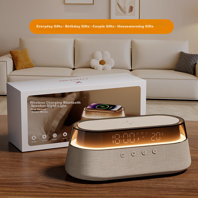 Kuangxiang Bluetooth Speaker Wireless Phone Charging Desktop Bedside Alarm Clock Outdoor Portable Computer Ambient Night Light Speaker Birthday Gift for Girlfriend and Boyfriend
