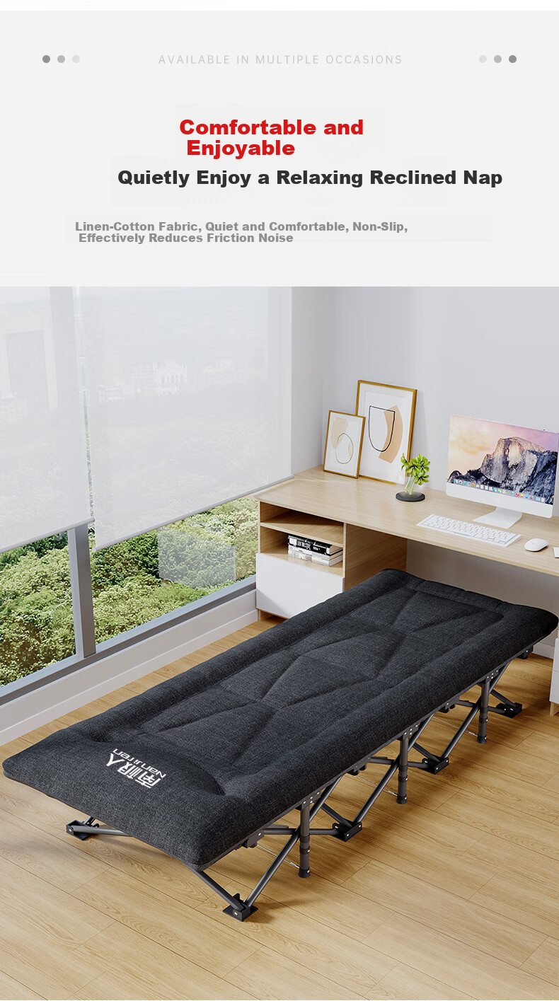 Nanjiren Folding Single Nap Bed Military Cot Care Bed Mattress Integrated 14-Leg Bed 4
