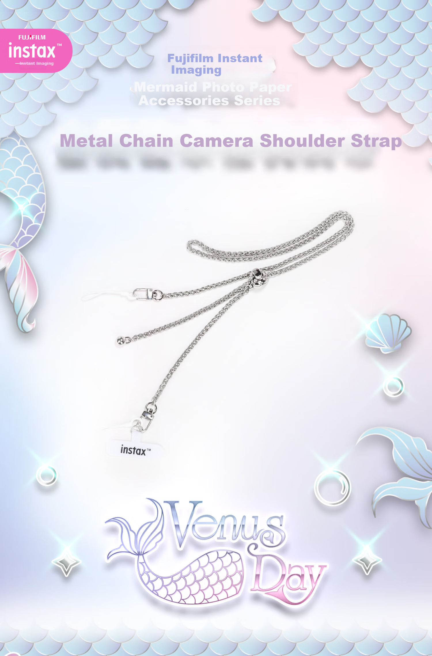 INSTAX Fujifilm Instant Camera Venus Day Metal Chain Shoulder Strap 1