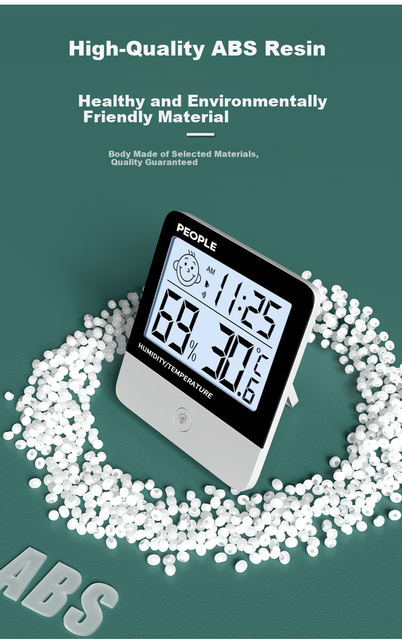 People Indoor Thermometer Electronic Temperature Meter Baby Room Wall-Mounted Greenhouse High-Precision Temperature and Humidity Meter Black Backlight 11