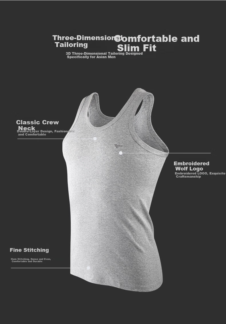 Septwolves Men's Sports Wide Shoulder Vest Casual Cotton Spandex Crew Neck Basic Tank Top Black 3XL 4
