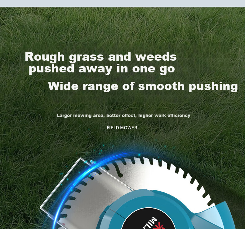 Milade Electric Lawn Mower Small Home Use Cordless Rechargeable Lithium Battery Multifunctional Grass Trimmer Cutter Tool 13