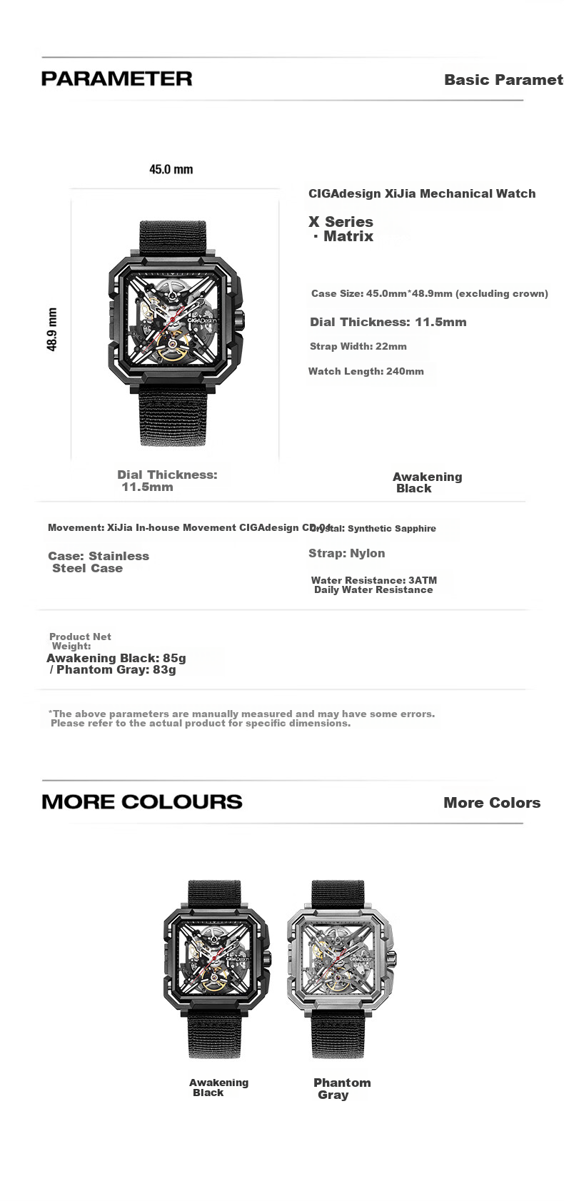 CIGA Design X Series Matrix Full Skeleton Mechanical Watch Fashion Trendy Timepiece Christmas Gift 18
