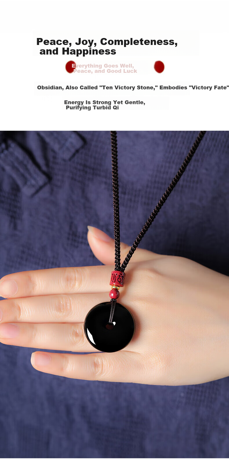 Chow Tai Fook Obsidian Necklace Unisex Luxury Six-Character Mantra Pendant 520 Birthday Gift for Girlfriend 8