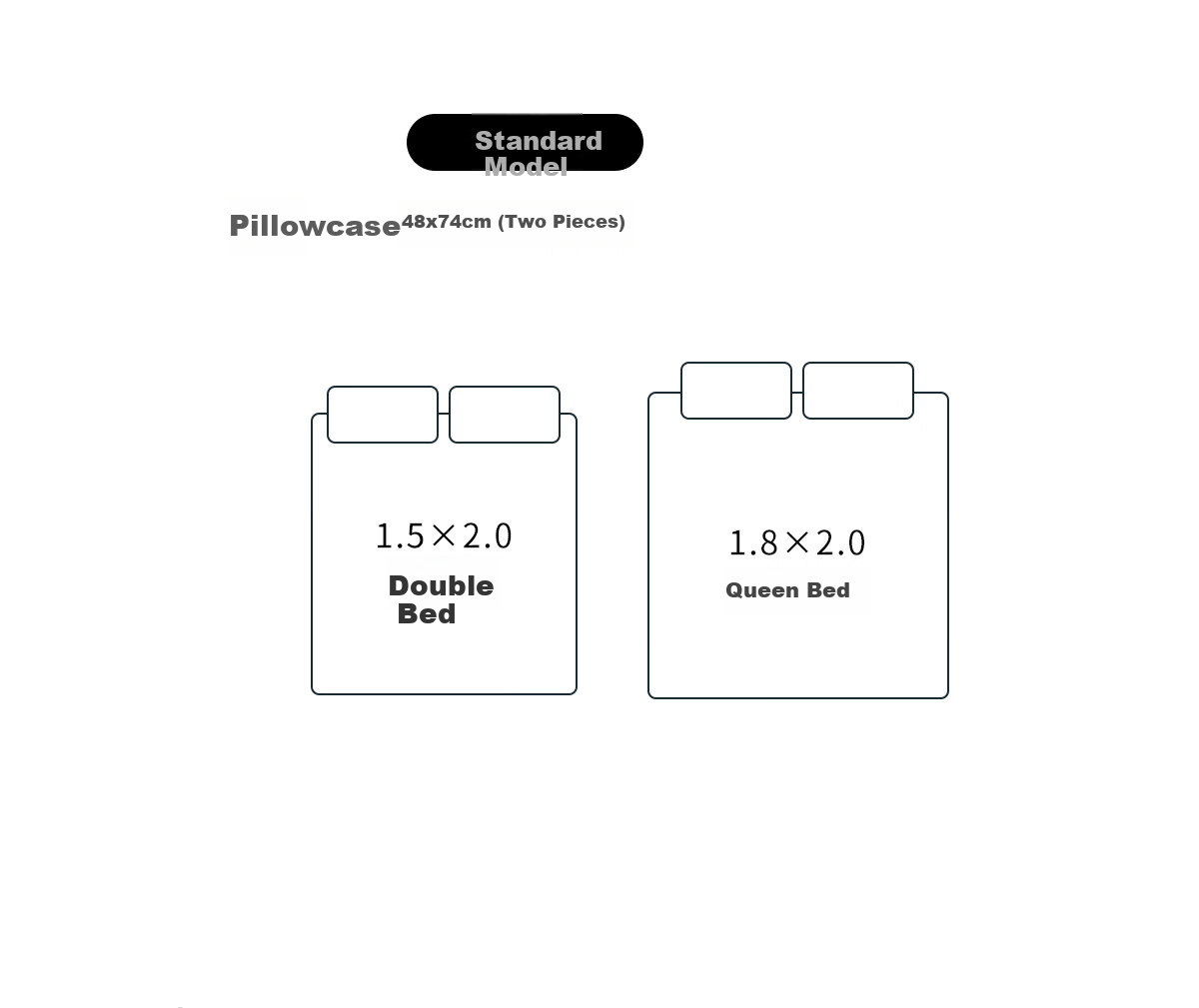 JIEBO 100-Count Long-Staple Cotton Sateen Pillowcases Pure Cotton Pillowcase Pair AB Version Design 48x74cm 8